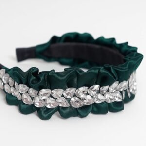 Tiara Handmade Satin Hair Band with Diamond Stone | Elegant Hairband for Women & Girls