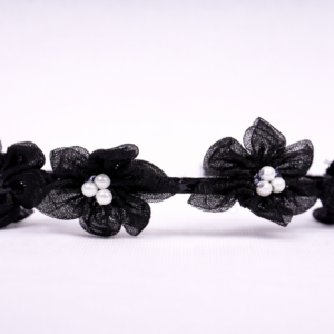 Ambee Elegant Handmade Hairband | Net Cloth Hair Band with White Moti & Metal Band for Women & Girls