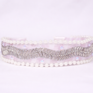 Valley Handmade Hairband for Women & Girls | Elegant White Plastic Hairband with Ribbon & Pearl (Free Size)