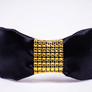 Diamond Handmade Satin Hairband | Elegant Golden Lace Hair Accessory with Black Ribbon for Women & Girls