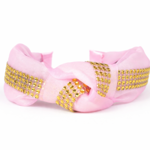 Bery Pink Embellished Headband for Girls & Women | Soft Fabric Hair Band with Golden Stones | Party & Wedding Accessory