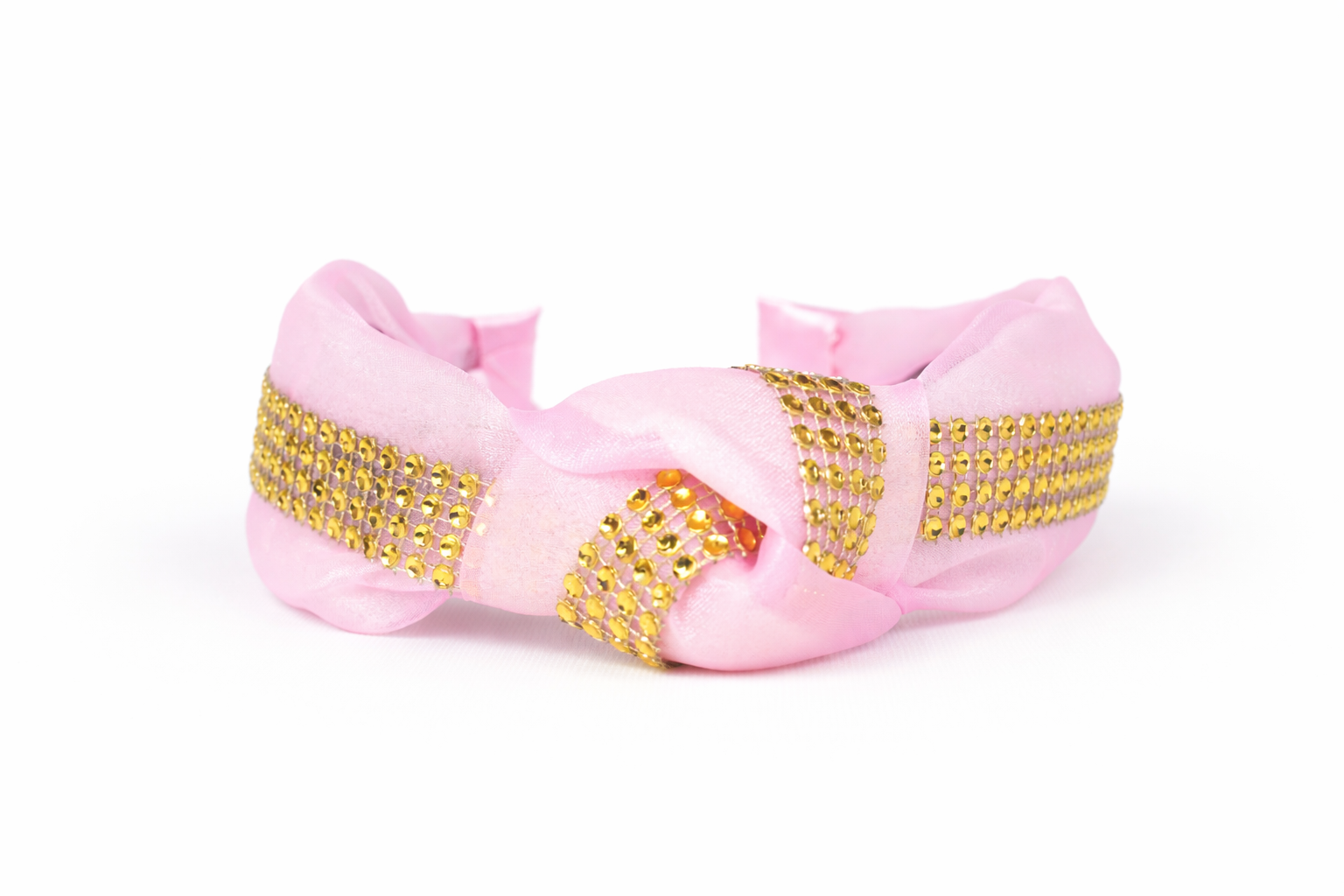 Bery Pink Embellished Headband for Girls & Women | Soft Fabric Hair Band with Golden Stones | Party & Wedding Accessory