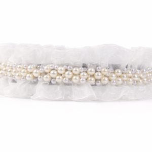 Umbrella Elegant White Floral Headband with Pearl Accents | Handmade Bridal Hair Accessory