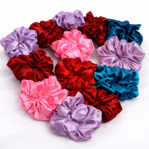 Pretty Satin Scrunchies Set for Women & Girls | Soft Colorful Hair Ties Collection