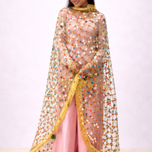 Mayur Designer Net Dupatta with Handcrafted Mirror Work & Tassels for Women