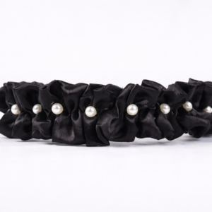 Olive Stylish Satin Hair Band with Pearl (Moti) Design | Multicolour Handmade Hairband for Women & Girls