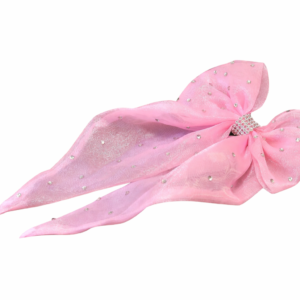 Rubby Pink Rhinestone Bow Hair Clip | Elegant Long Tail Hair Accessory for Women & Girls