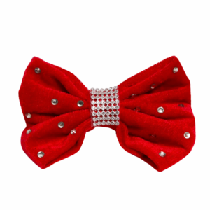 Bon Red Velvet Bow Hair Clip | Elegant Rhinestone Hair Accessory for Women & Girls