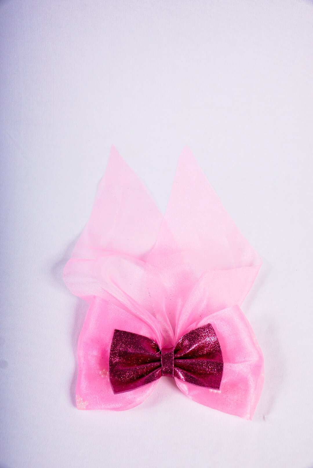 Big Seem Organza Hair Bow Clip Set | Handmade Pink & Red Hair Clips with White Moti for Women & Girls - Image 3