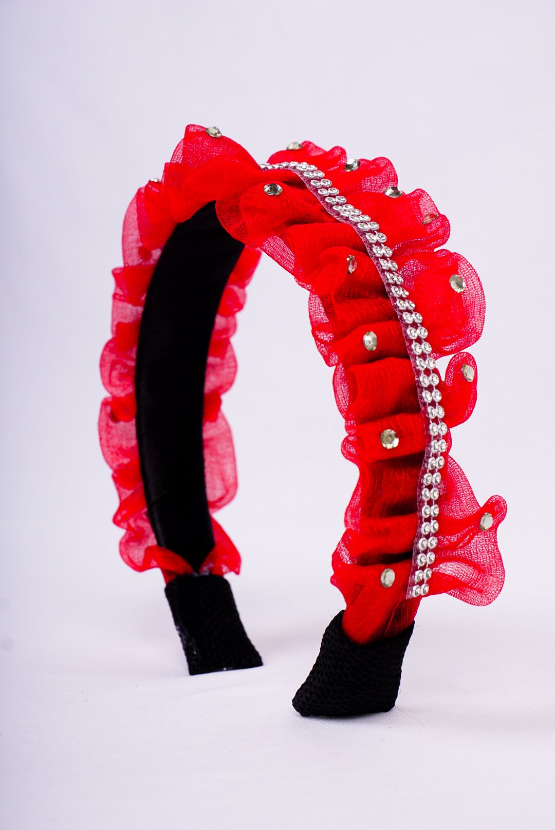 Helen Velvet Hair Band for Women & Girls | Handmade Hairband with Diamond Stone Design - Image 2