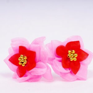 Leaf Pink Net Hairband | Elegant Handmade Hair Accessory with Golden Moti for Women & Girls