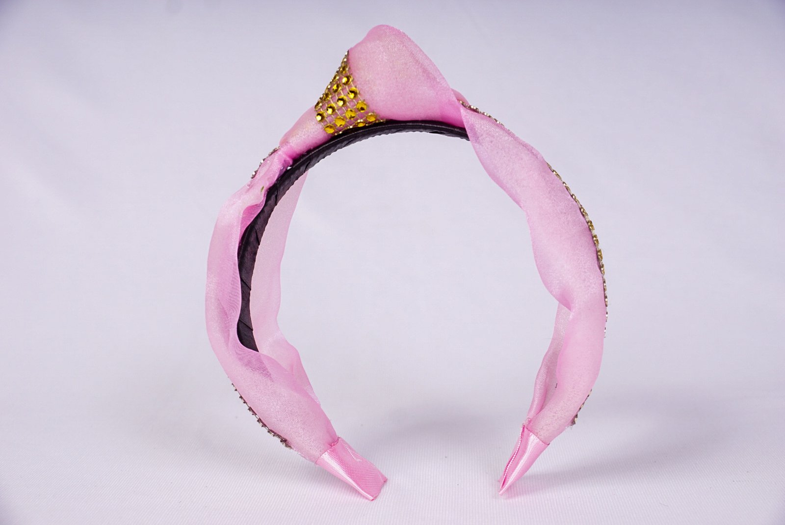 Bery Pink Embellished Headband for Girls & Women | Soft Fabric Hair Band with Golden Stones | Party & Wedding Accessory - Image 5