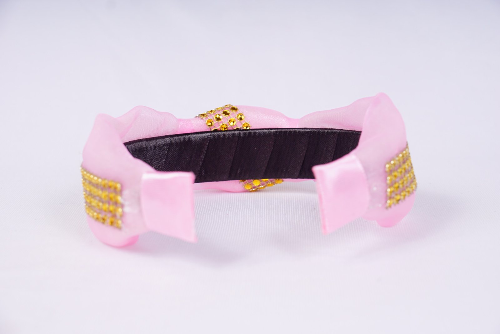 Bery Pink Embellished Headband for Girls & Women | Soft Fabric Hair Band with Golden Stones | Party & Wedding Accessory - Image 3