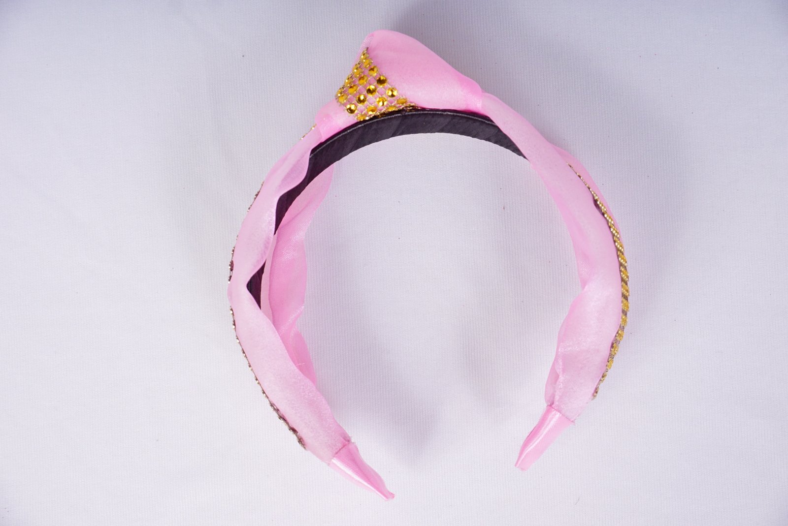 Bery Pink Embellished Headband for Girls & Women | Soft Fabric Hair Band with Golden Stones | Party & Wedding Accessory - Image 2