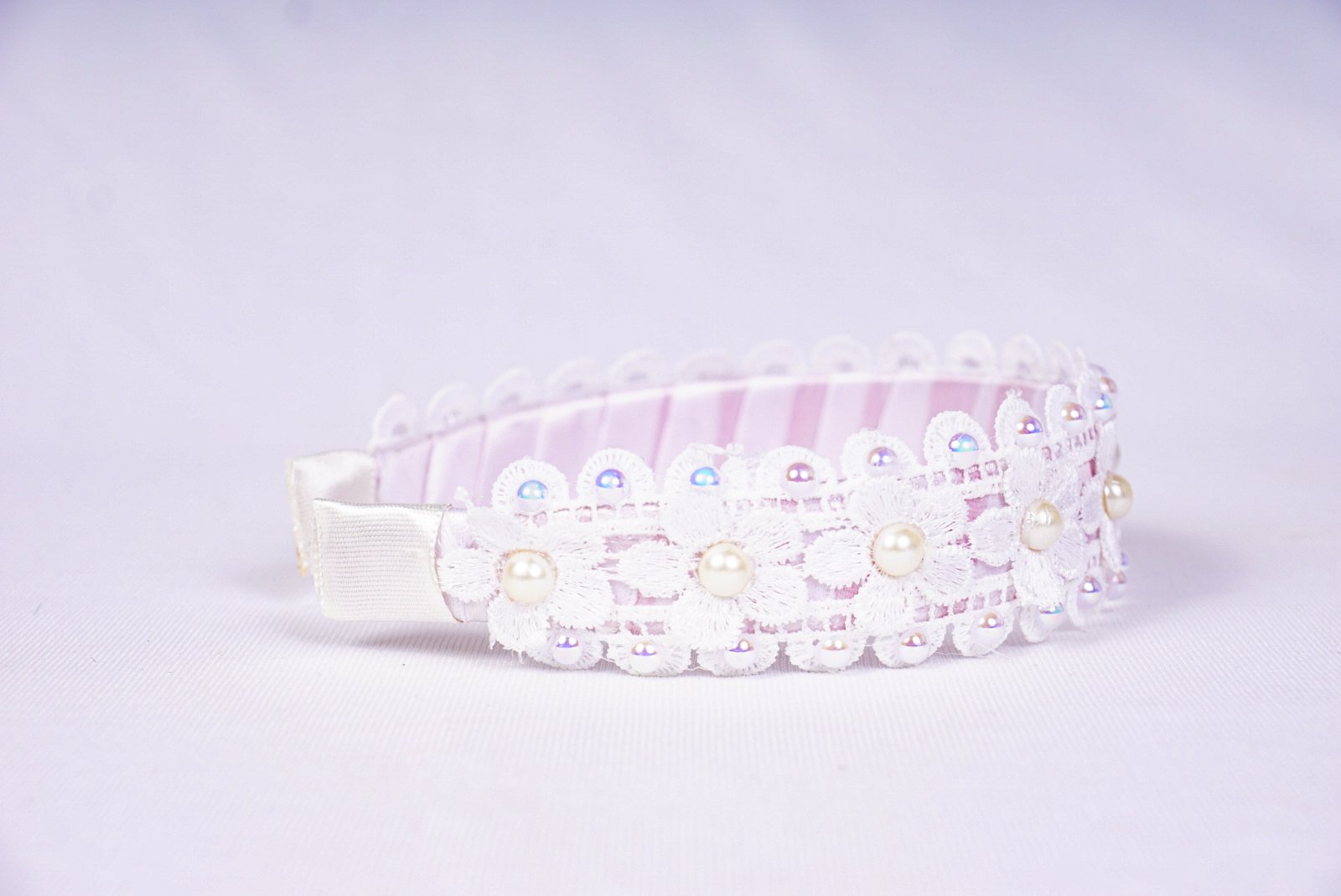 Liva White Satin Hairband | Elegant Floral and Pearl Hair Accessory for Women & Girls - Image 3