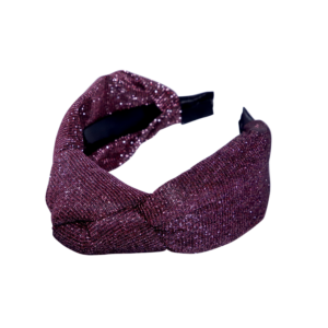 Mayoora Maroon Glitter Knot Headband for Women | Designer Padded Hairband for Party & Festive Wear