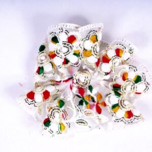 Bindu White Floral Embroidered Scrunchie for Girls & Women | Designer Fabric Hair Scrunchie for Daily & Festive Wear